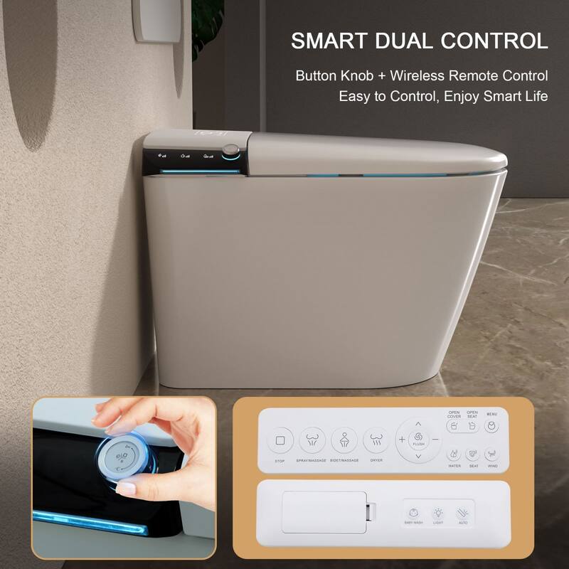 1-Piece 1.28 GPF Auto Single Flush Elongated Bidet Toilet Smart Toilet in White