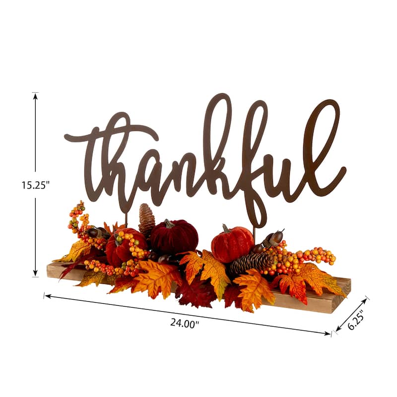 Glitzhome 24" Metal Fall Floral Candle Holder Center Piece
