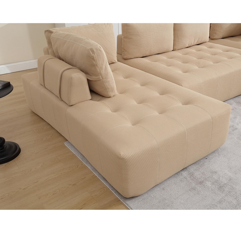Spacious 6-Seat Modular Combination Sofa - 138.5" U-Shaped Couch for Apartments