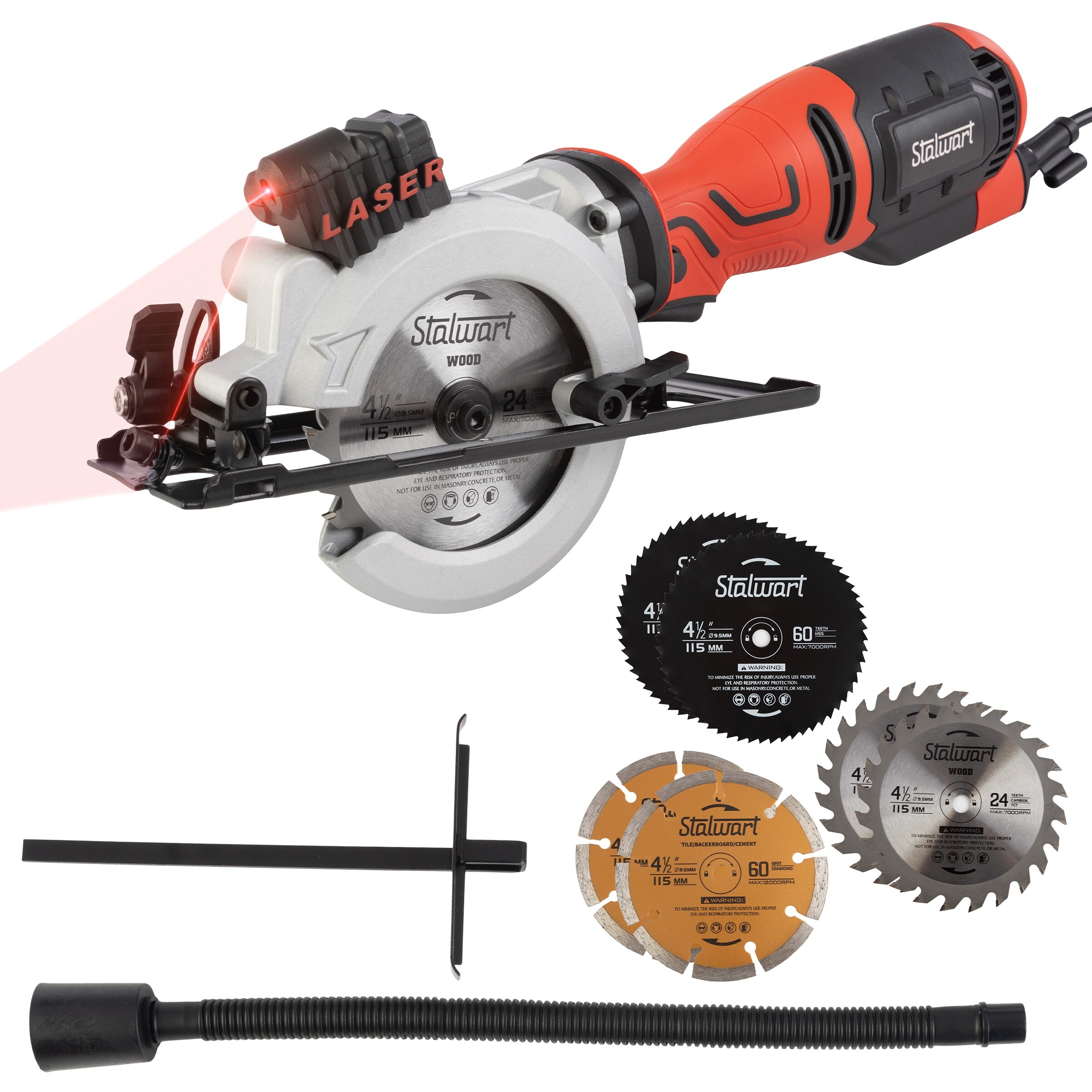 Mini Circular Saw 5.8 Amp 4 1 2 Inch Saw with 6 Blades Laser Guide 3500 RPM Compact Power Saw by Stalwart Red Bed Bath Beyond 40003586