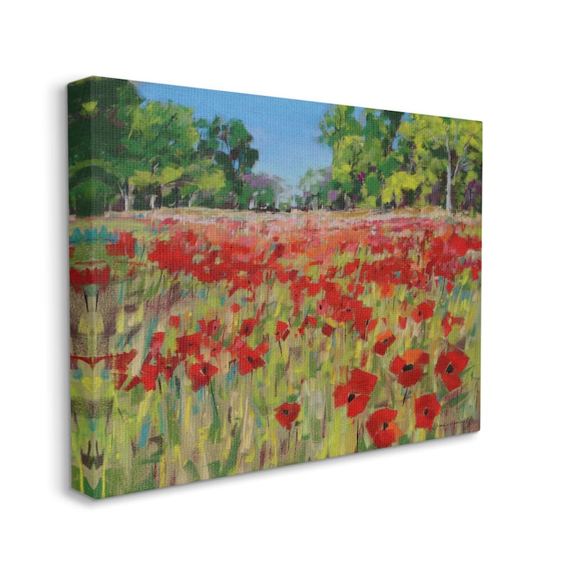 Stupell Industries Vivid Poppy Field Modern Scenery Canvas Wall Art by ...