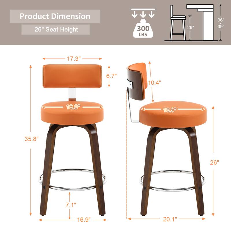 Faux Leather Upholstered Swivel Counter/ Bar Stools Set of 1/2/4