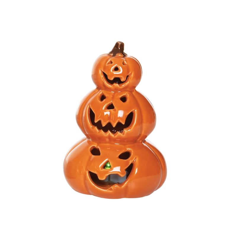 Triple Halloween Pumpkins Stack W/LED Figurine A/3