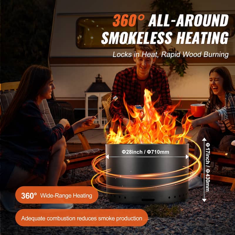 Smokeless Fire Pit Stove Bonfire, Wood Burning Fireplaces with Removable Ash Pan, SUS430 Stainless Steel