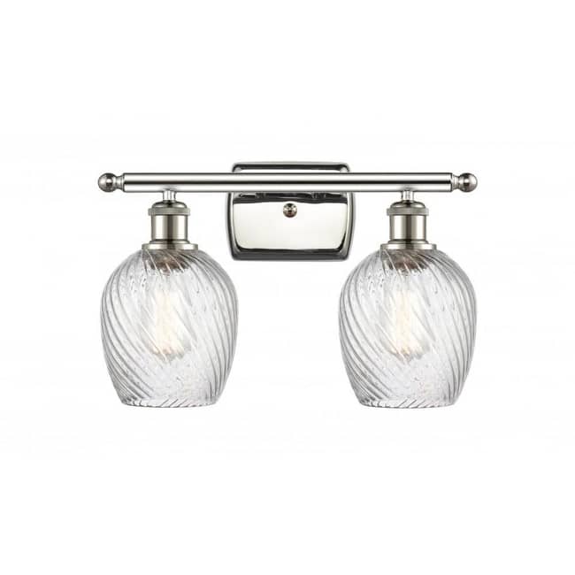 Innovations Lighting Salina 2 Light 16" Wide Bathroom Vanity Light - Polished Nickel / Clear Spiral Fluted