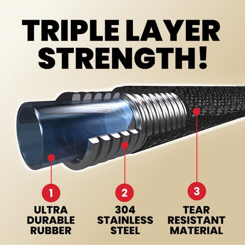 Hydrosteel Pro Heavy Duty Garden Hose with Bonus Spray Nozzle