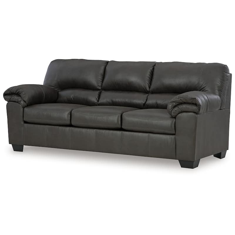 Limu Sofa, 90 Inch, Soft Pillow Top Armrests, Rich Gray Faux Leather