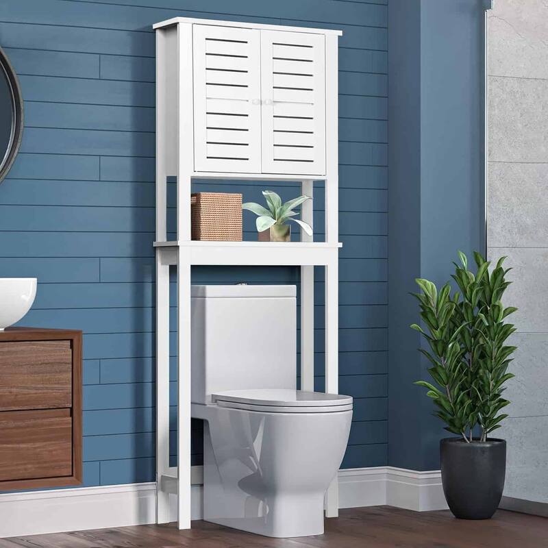 Santorin Over The Toilet Storage Cabinet with Double Vented Doors - 24.8"L x 9"W x 70.5"H