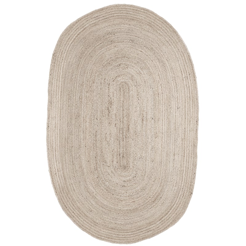 Jani Tara Braided Natural Jute Area Rug - Kerala Round Rug, 4-Feet, Durable, Superior Quality - 6' x 9' Oval - Ivory