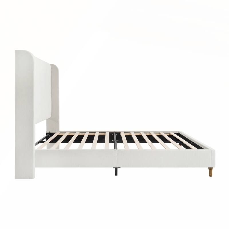 Queen Size Bed Frame High Headboard Upholstered Platform Bed