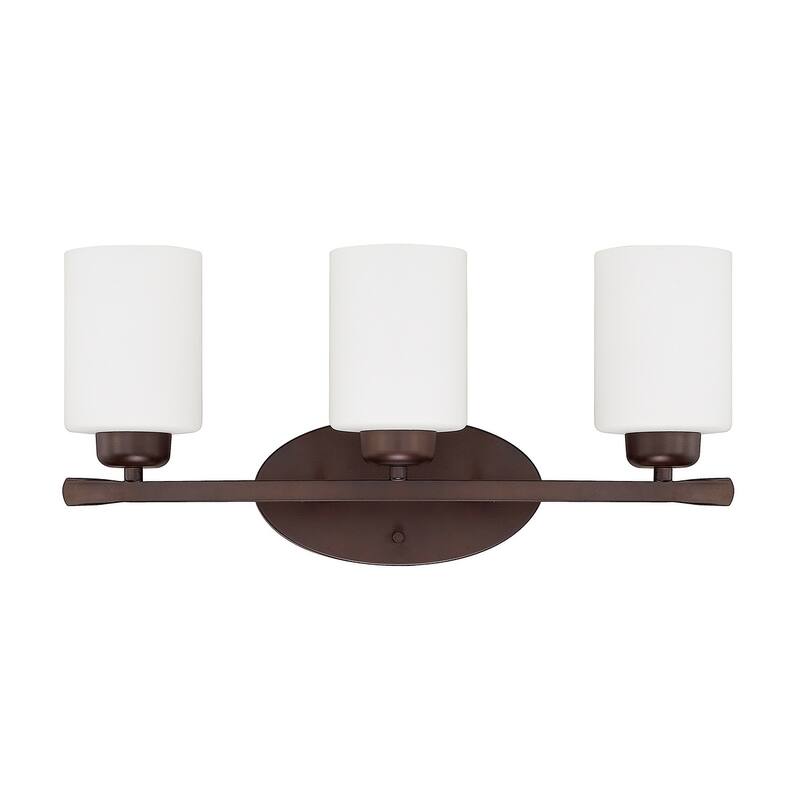 Dixon 20-inch 3-light Bath/ Vanity Fixture w/ Soft White Glass - Bronze