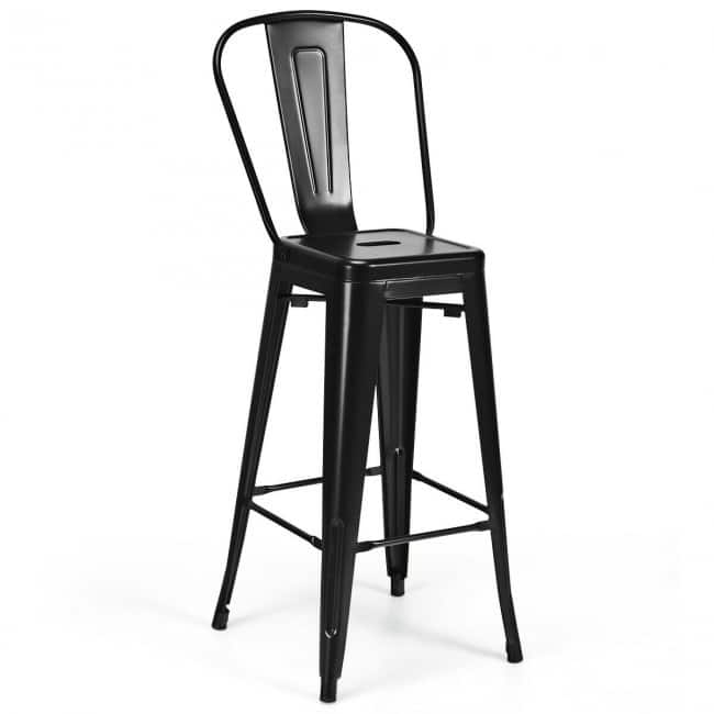 30" Height Set of 4 High Back Metal Industrial Bar Stools - 17" x 17" x 46" (L x W x H)
