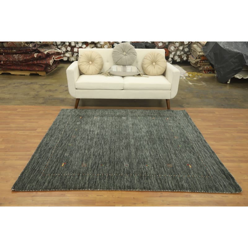 Hand Knotted Oriental 100% Wool Carpet Tribal Animal Pictorial Green Gabbeh Area Rug - 6' 2'' X 6' 1''