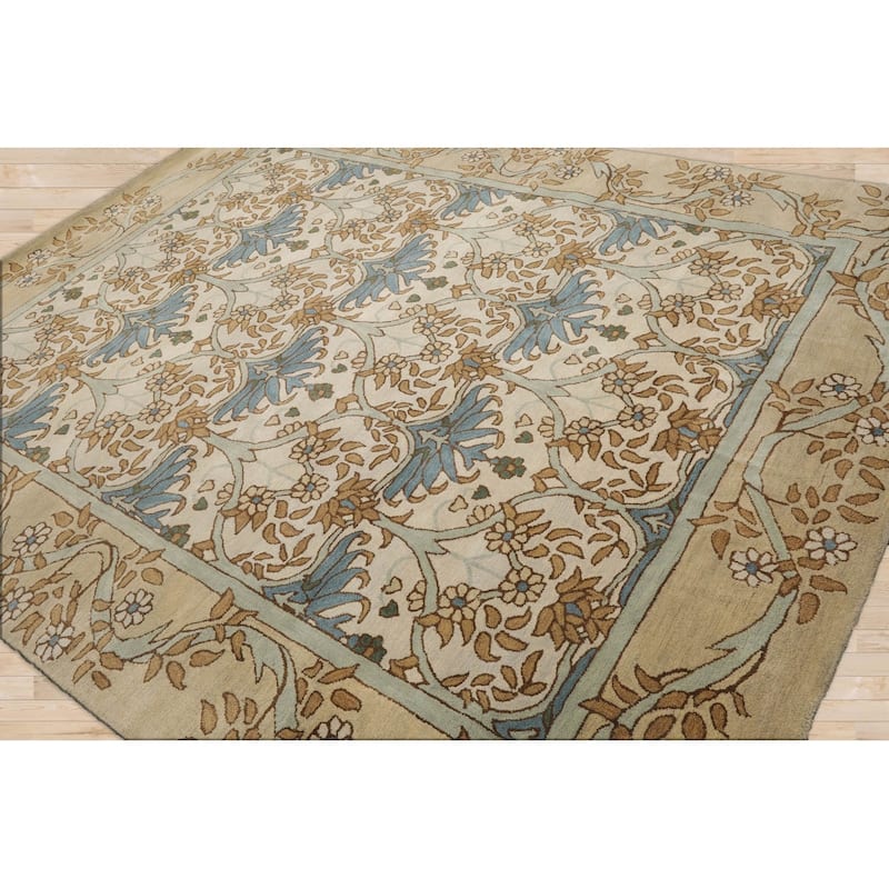 Hand Tufted 100% Wool Arts & Crafts William Morris Beige Area Rug