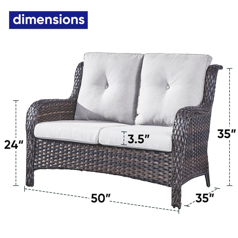 Gymojoy Patio Rattan Loveseat Sofa Outdoor Wicker Loveseat