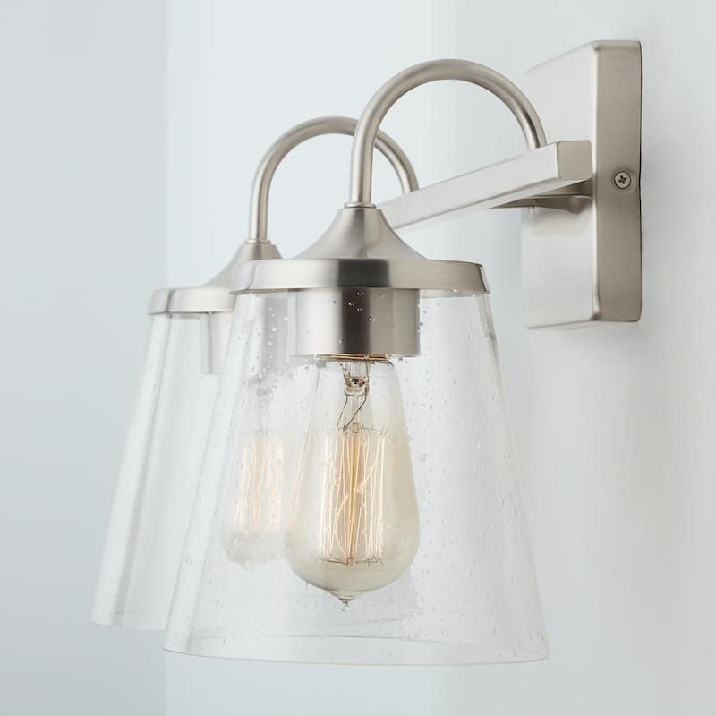 Jayne 2-light Bath/ Vanity Fixture w/ Clear Seeded Glass