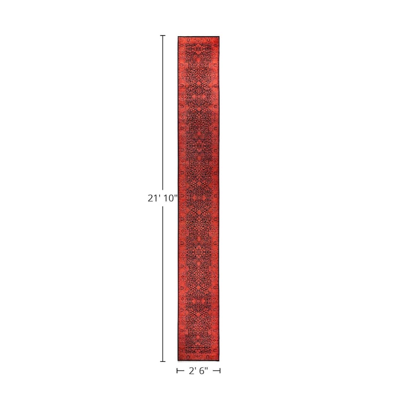 Overton Hand Knotted Wool Vintage Inspired Modern Contemporary Overdyed Pink Runner Rug - 2' 6" x 21' 10"