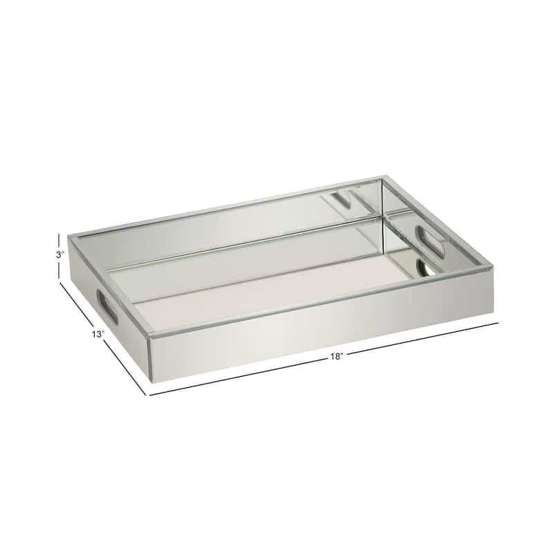 Wooden Mirrored Living Room Decor Tray - Silver - Roche River Decor