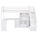 preview thumbnail 37 of 80, Multifunctional Wood Twin Size Loft Bed with L-Shaped Desk and Storage Staircase, Loft Bed Frame with Cabinet and Drawers