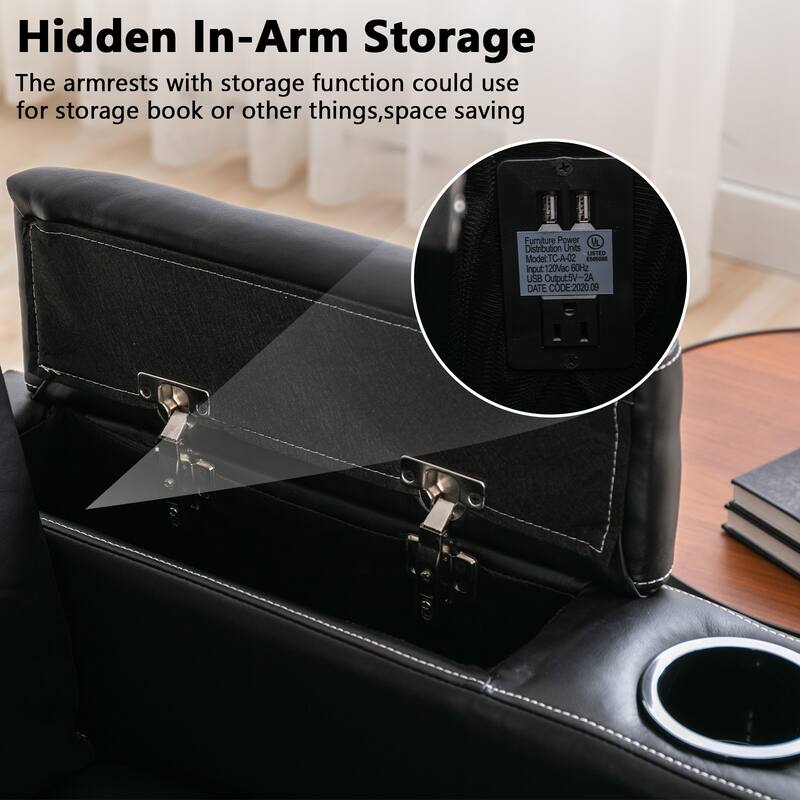 Electric Power Theater Recliner Chair with USB Ports and Cup Holders