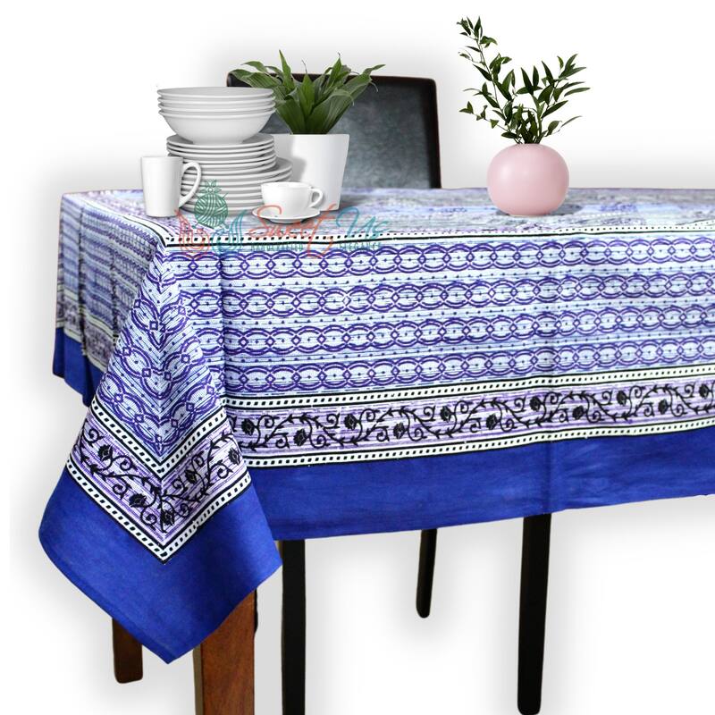 Cotton Ferrera Floral Tablecloth Rectangle Blue - 70 x 104 in