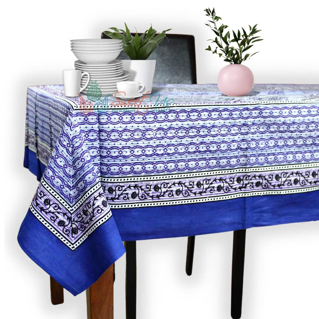 Cotton Ferrera Floral Tablecloth Rectangle Blue - 70 x 104 in