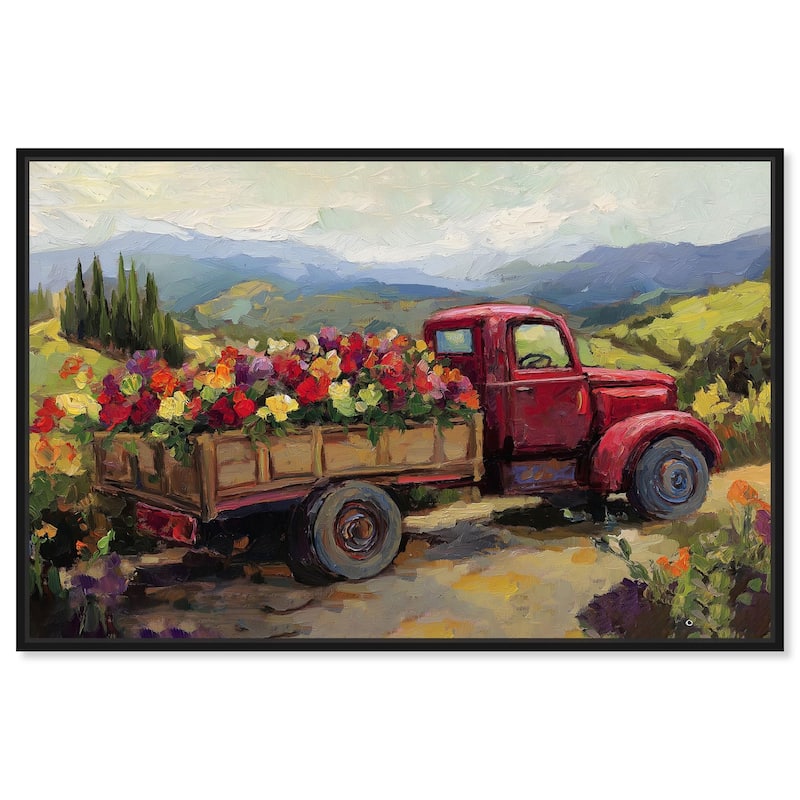 Flowers in Transit I Canvas by Art Remedy - Black - 54" x 36"