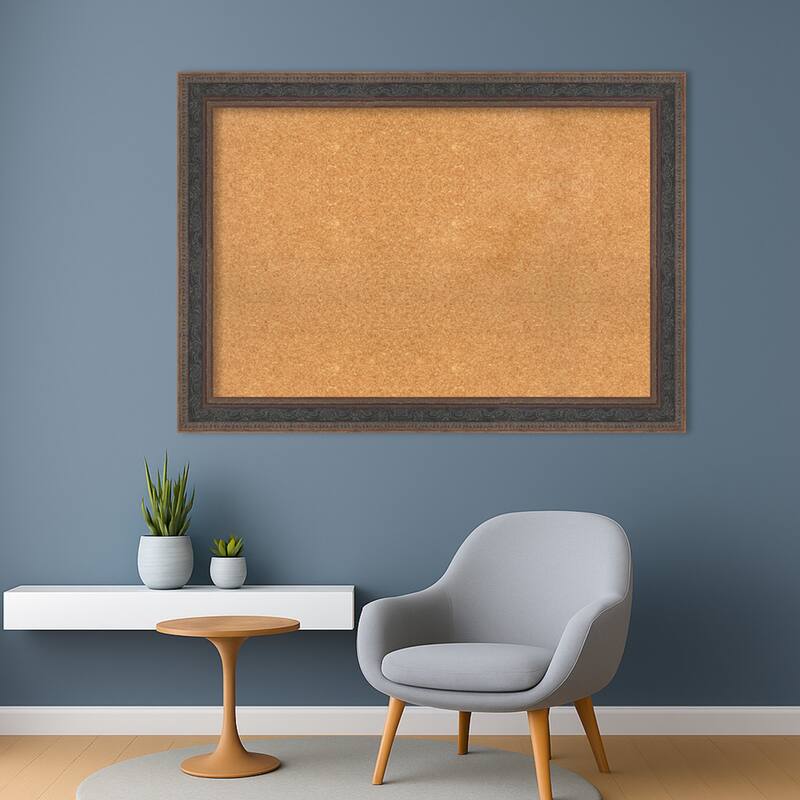 Attic Aged Bronze Wood Framed Cork Board - Bulletin Board, Organization Board, Pin Board