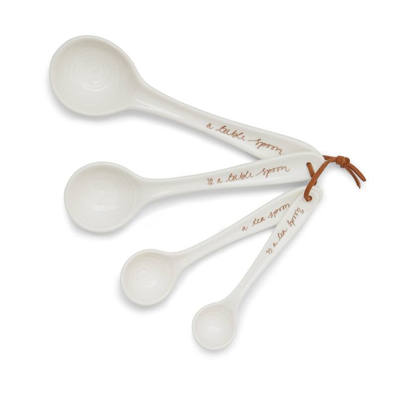 Portmeirion Sophie Conran White Set of 4 Measuring Spoons - 1 tbsp, ½ tbsp, 1 tsp, ½ tsp