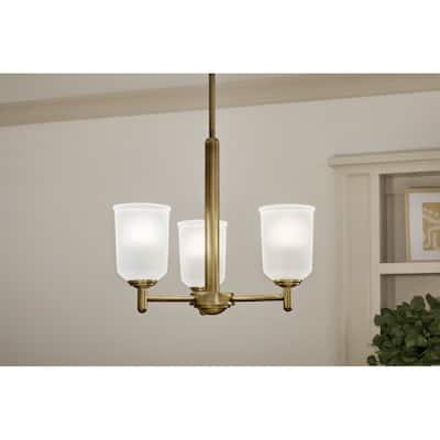 Kichler Lighting Shailene 17.5 in. 3-Light Natural Brass Mini Chandelier - 17.5 in