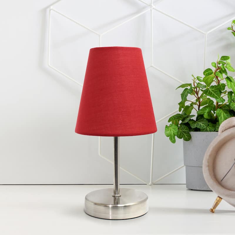 10.5" Petite Metal Stick Lamp in Sw Nickel w Fabric Shade