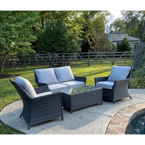Lily 4 Pc Wicker Aluminum Loveseat Set With Sunbelievable Cushions