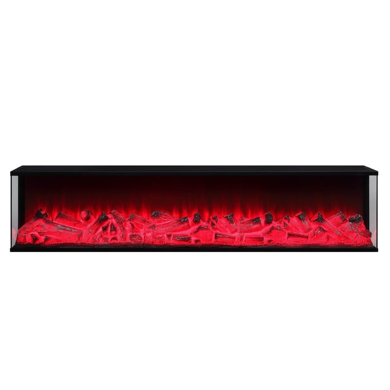 Dorian 71"W Wood Finish TV Stand with Fireplace and Speaker