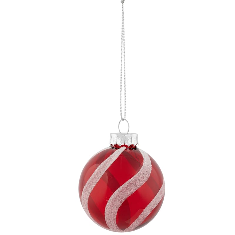 12ct Red White Glass 3-Finish Christmas Ball Ornaments 1.75" (40mm)