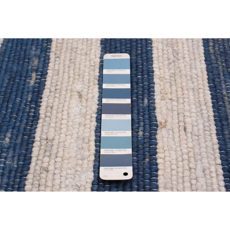 ECARPETGALLERY Braid weave Sienna Grey, Navy Wool Rug - 4'0 x 5'10