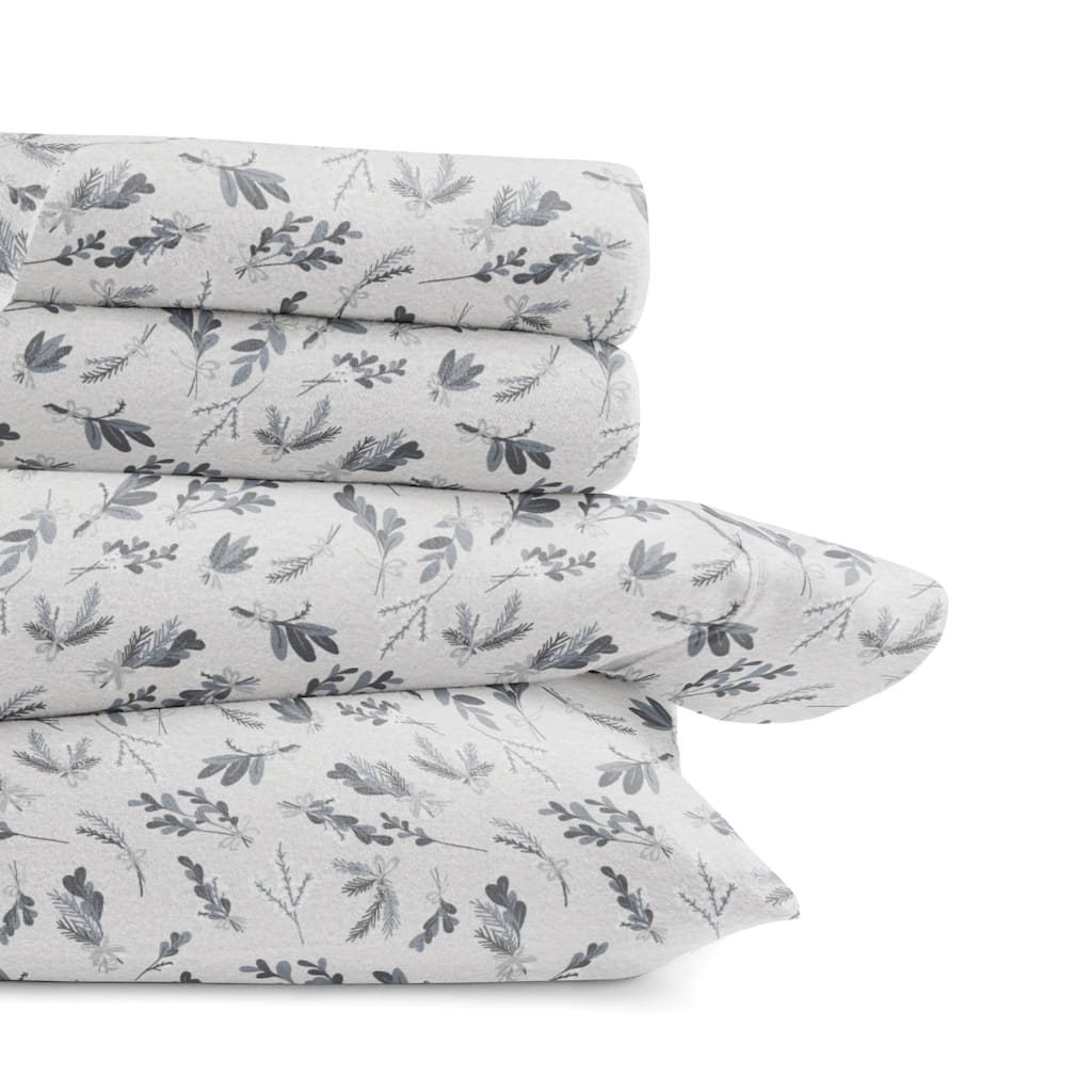 Becky Cameron Botanical 4 Piece 100% Cotton Brushed Flannel Deep Pocket Bed Sheet Set