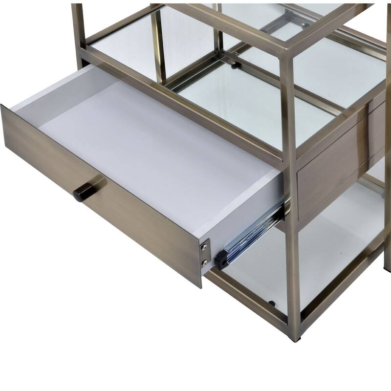 2 Piece Nesting Tables Set in Antique Brass and Clear Glass