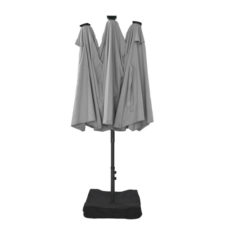 180'' x 108'' Rectangular Fiberglass Lighted Market Umbrella with Base