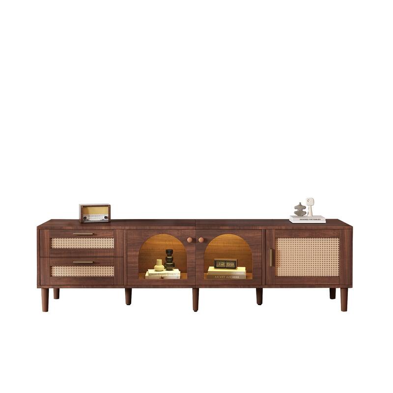 Dark Brown TV Stand Entertainment Center Fits TV's up to 70 to 79 in with  LED Light - 70.80" x 15.70"