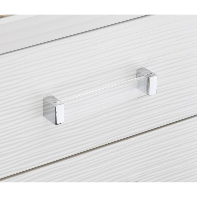 Glamorous 1pc Nightstand of 2x Drawers Acrylic Bar Pulls Stylish Bedroom Furniture - White
