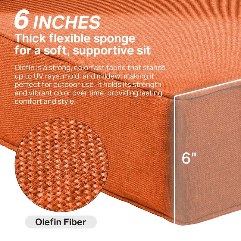 24" W x 24" D x 6" T Water & Fade Resistant Outdoor Lounge Chair Replacement Cushion Set