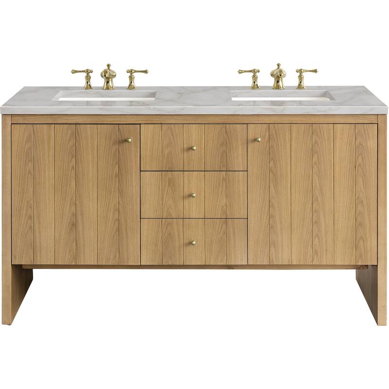 James Martin Vanities 435-V60D-FVSL Hudson 60" Free Standing Double - Light Natural Oak - Oak Finish