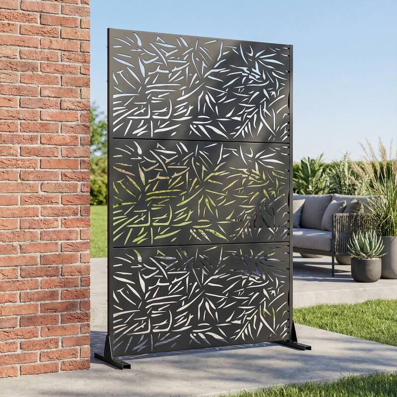 Outdoor Privacy Screen Free Standing Bamboo Leaves