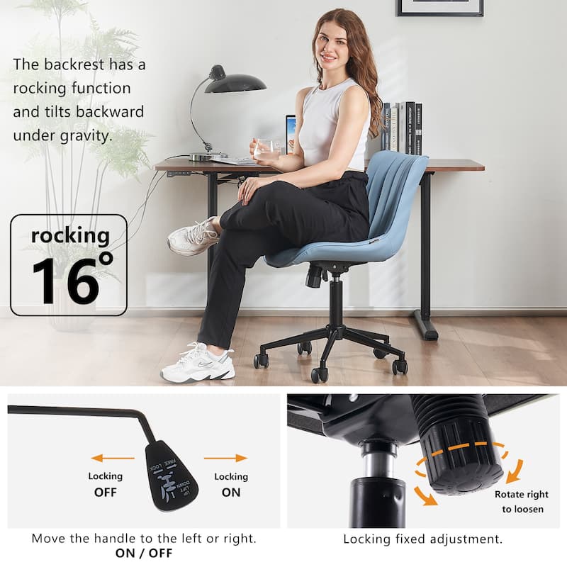 Ergonomic Office Chair Swivel Armless Desk Chair with Wheels