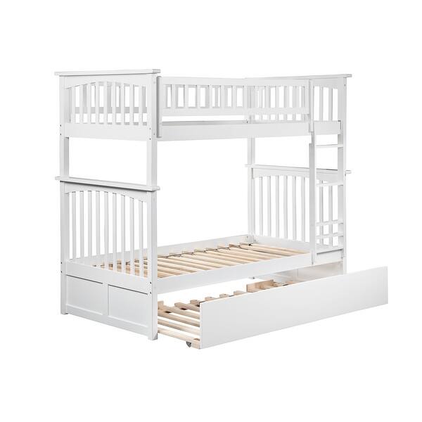 slide 2 of 14, Columbia Twin over Twin Bunk Bed with Twin Trundle in White White - Twin
