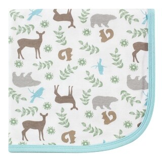 Touched by Nature Baby Organic Cotton Swaddle, Receiving and Multi-purpose Blanket, Forest, One Size - Forest - One Size
