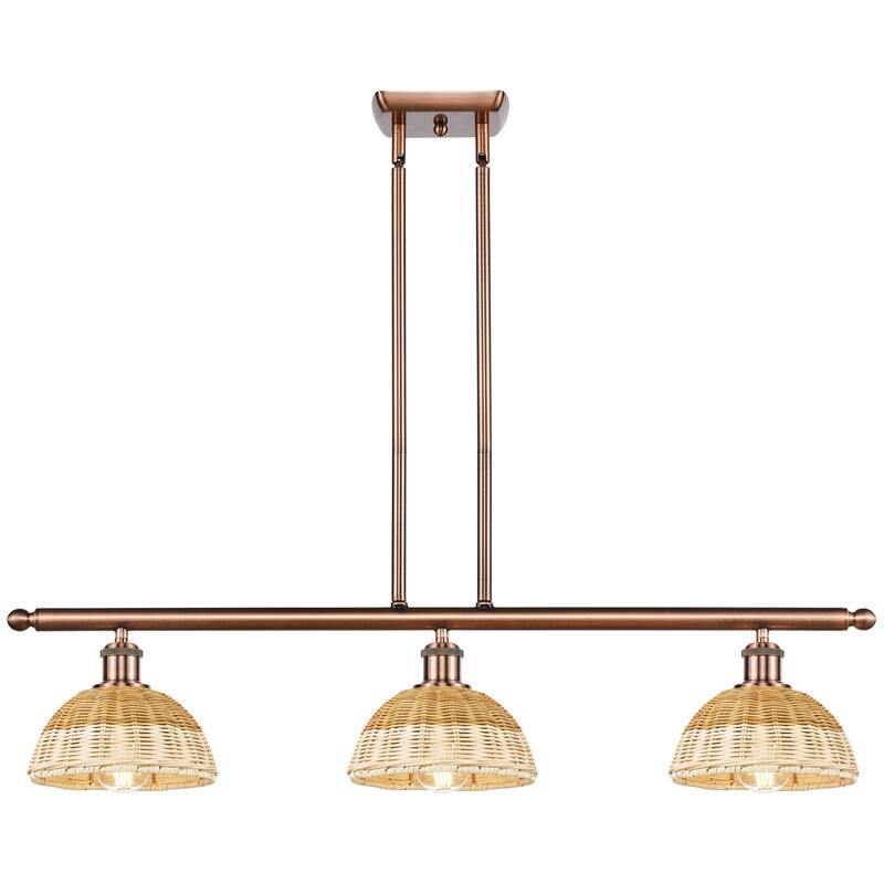Innovations Lighting Endless Possibilities Ballston - Bristol Natural II - 3 Light 36" Stem Hung Island Light with 8" Shades - Antique Copper
