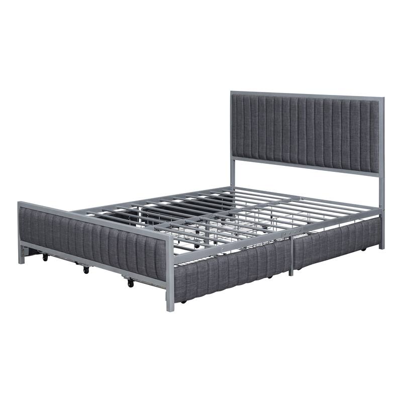 Superior Quality Metal Platform Bed Frame with 4 Drawers Storage Bed