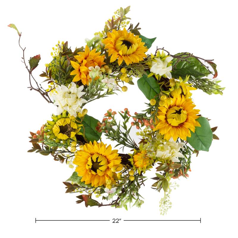 Pure Garden 22-Inch Artificial Sunflower Wreath