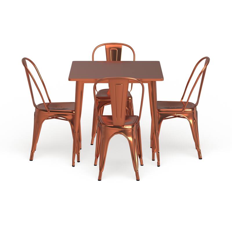 31.5-inch Square 5-piece Metal Indoor/ Outdoor Table and Chairs Set